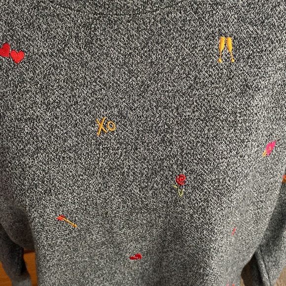 Loft brand embroidered gray/blue pullover sweatshirt size: M - Picture 2 of 6